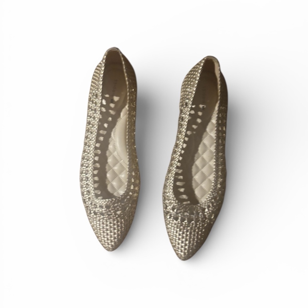 Birdies Metallic Gold Woven Pointed Toe Flats - Picture 5 of 5
